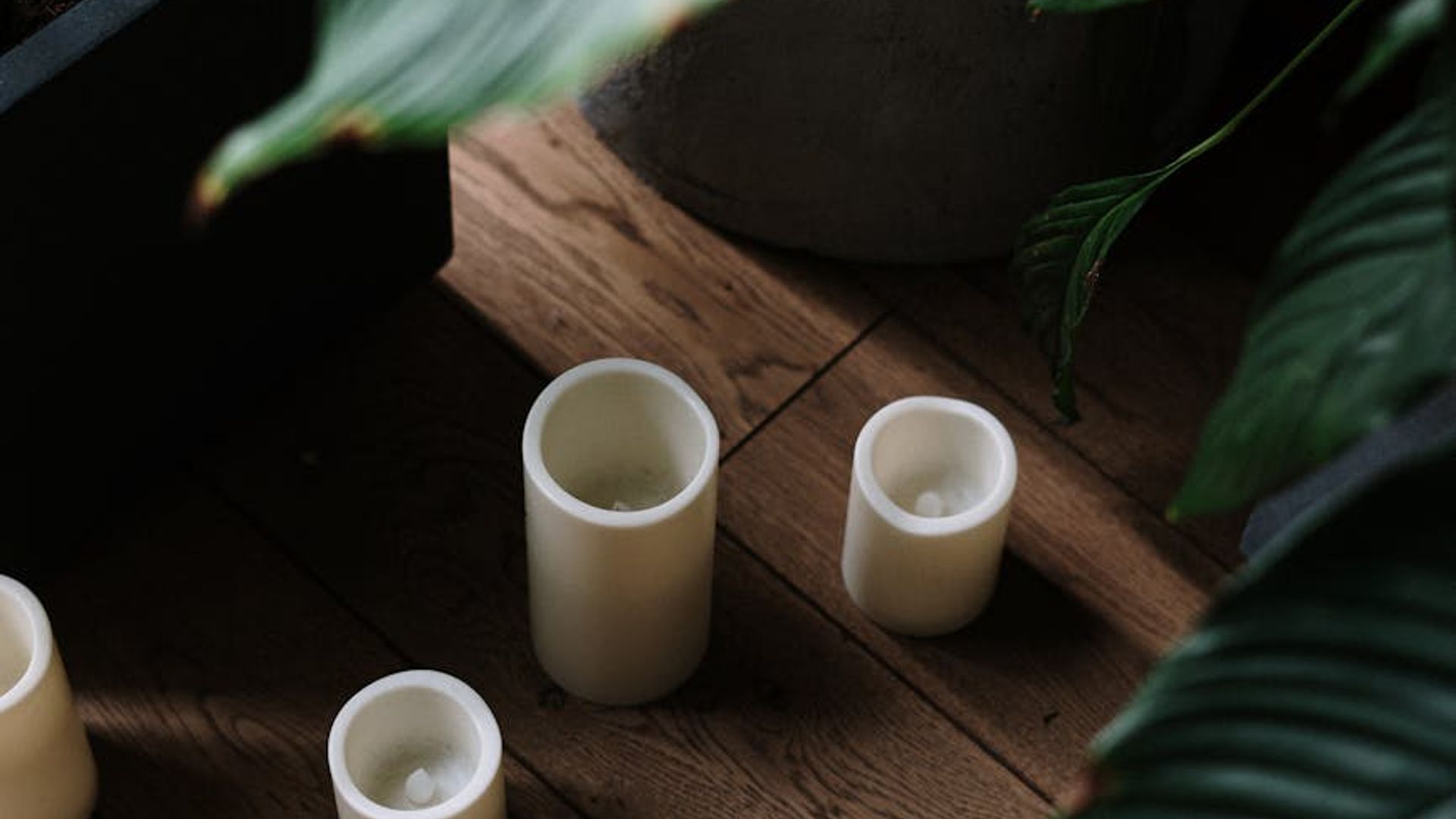 Serene yoga environment with soft lighting and natural elements